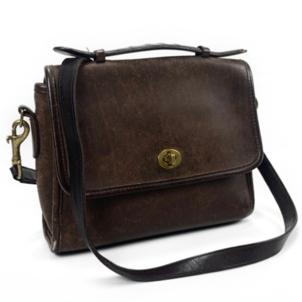 Vintage COACH Brown Leather Cross Body Court Bag
